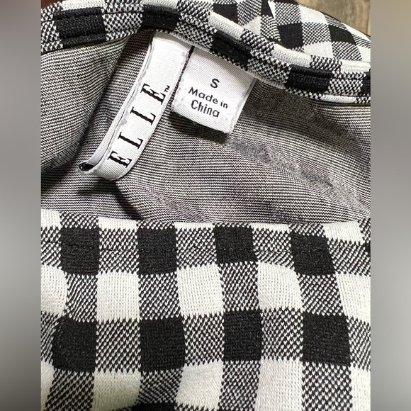 ELLE. Black & White Fit & Flare Women’s Plaid Dress (Sz S) - Picture 6 of 11